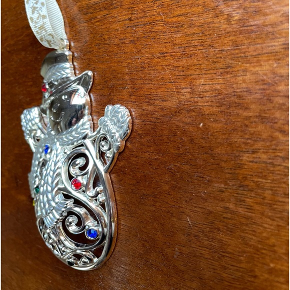 Lenox Silver Plate Snowman Multi-Colored Gems Christmas Ornament - Picture 4 of 7